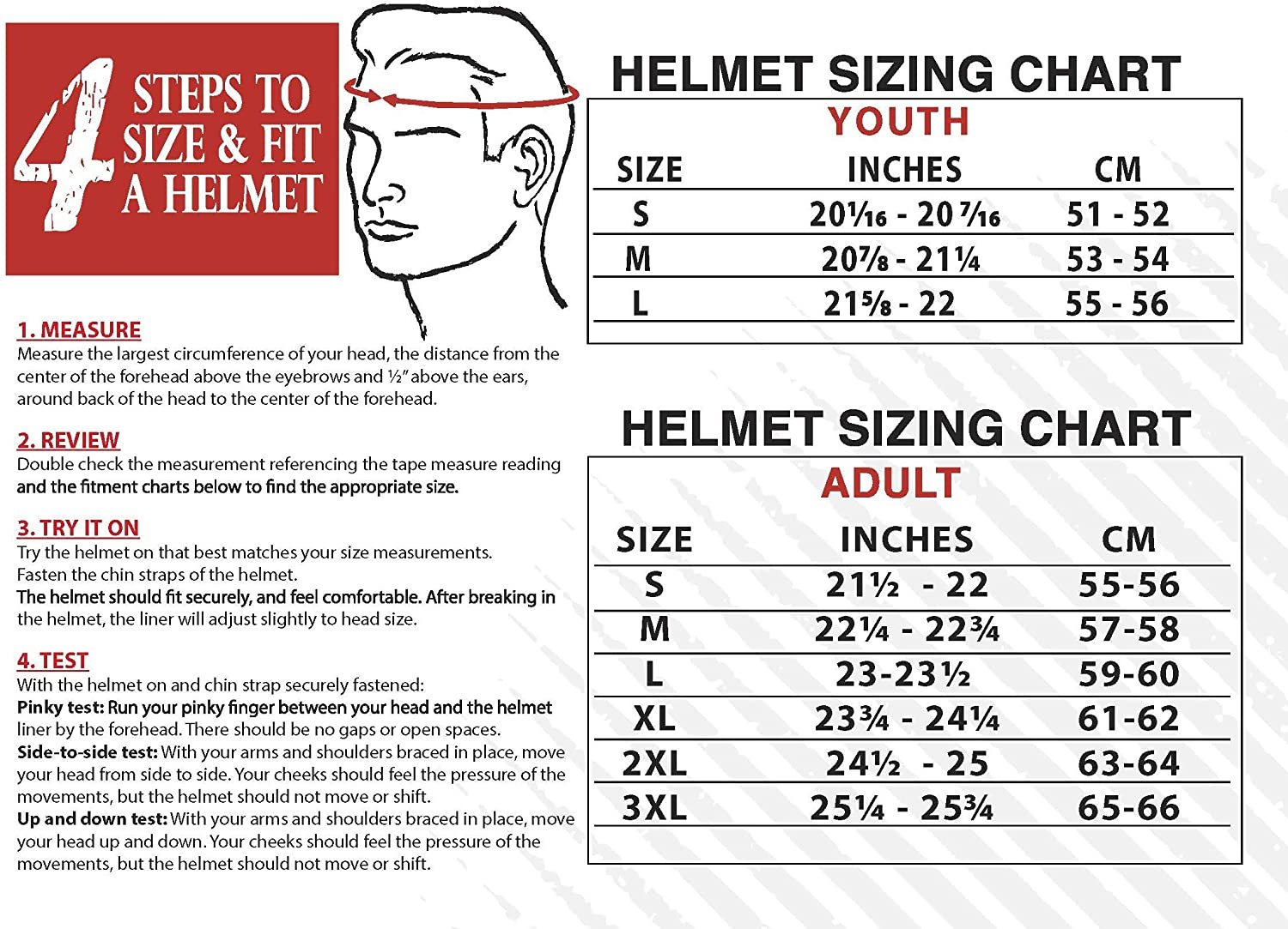 Motorcycle Helmet Measurement Chart | Reviewmotors.co