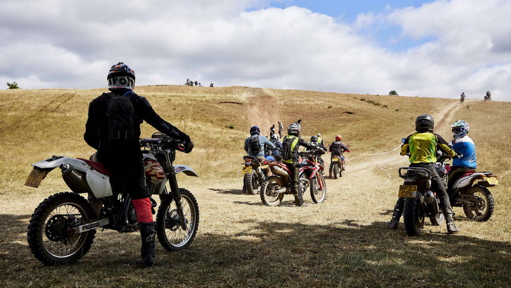 American adventure motorcycle riders camping