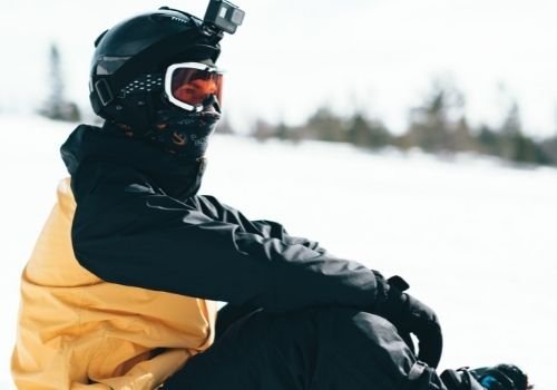 GoPro and ski helmet