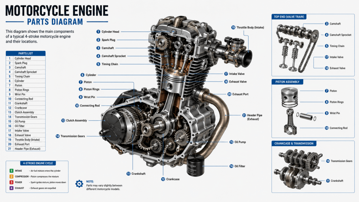 Motorcycle Engine Parts Diagram