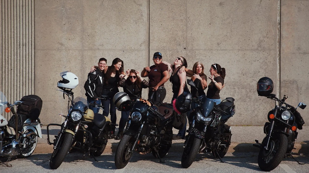 Women motorcycle riders riding together