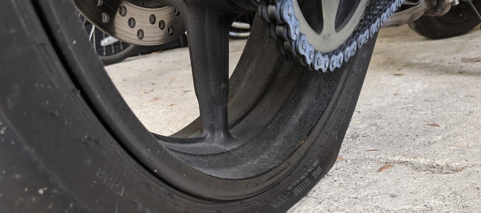 a flat motorcycle tire