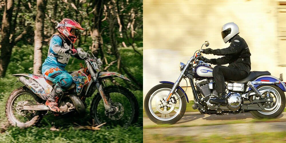difference between dirt bike and motorcycle - sitting position
