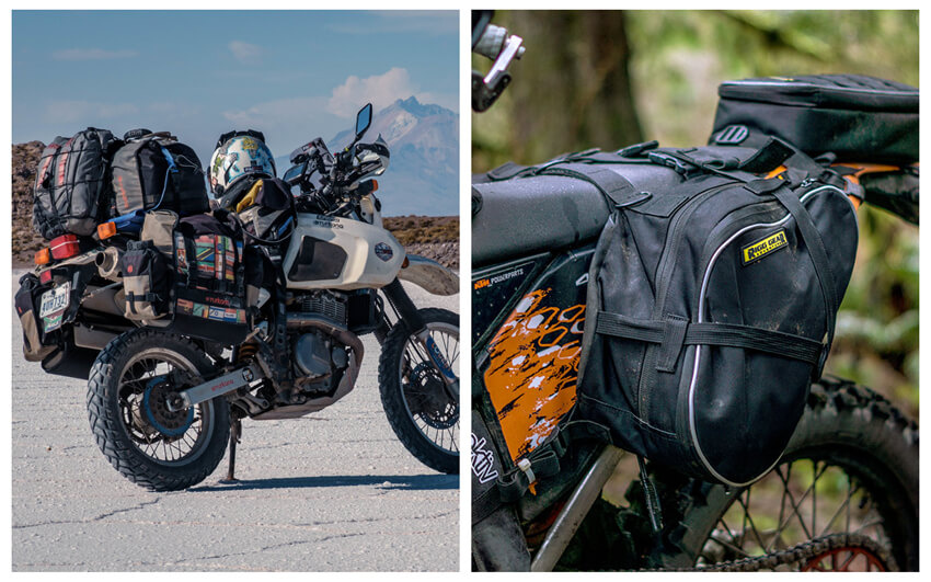 dual sport vs. adventure bike in luggage