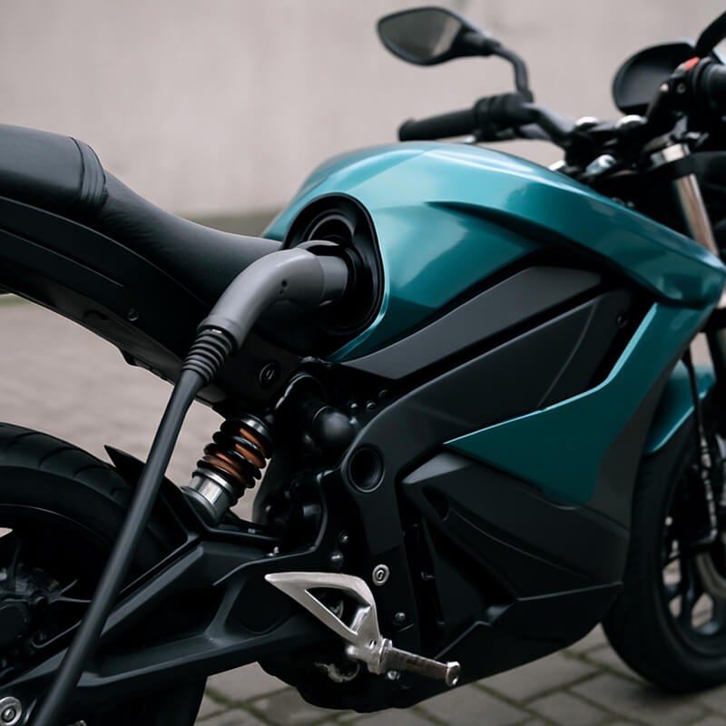 electric motorcycle charging outdoors
