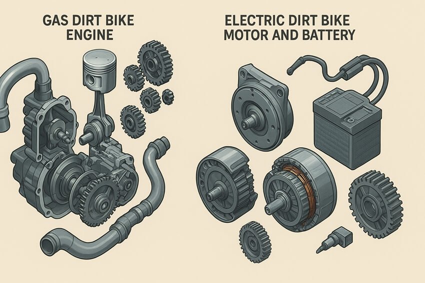 dirt bikes vs e-bikes parts comparison
