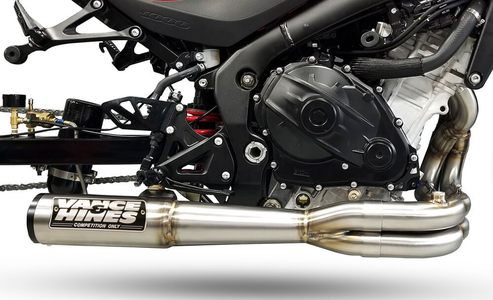 fuel and exhaust systems on a motorcycle