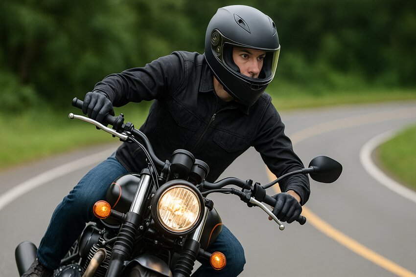 hold the motorcycle throttle for better control