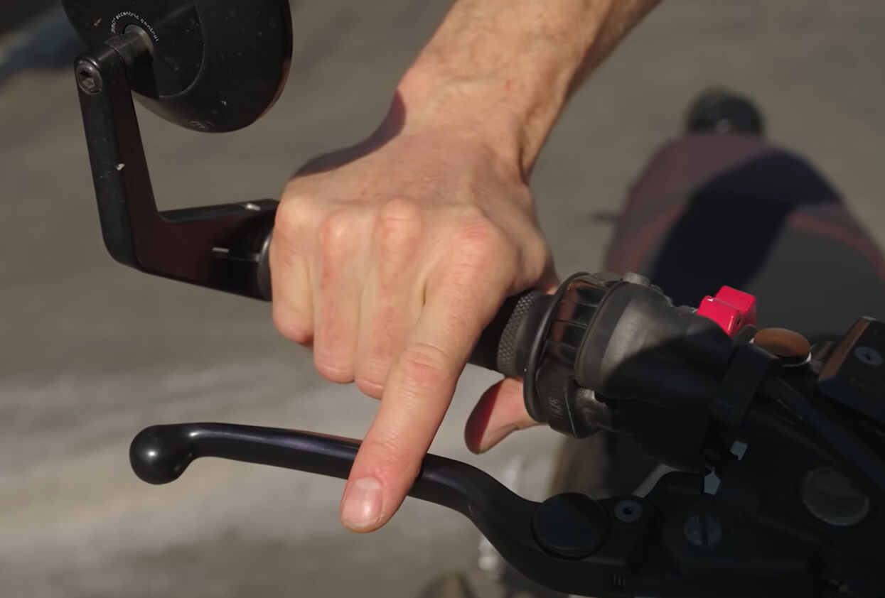 keep a finger on the front brake