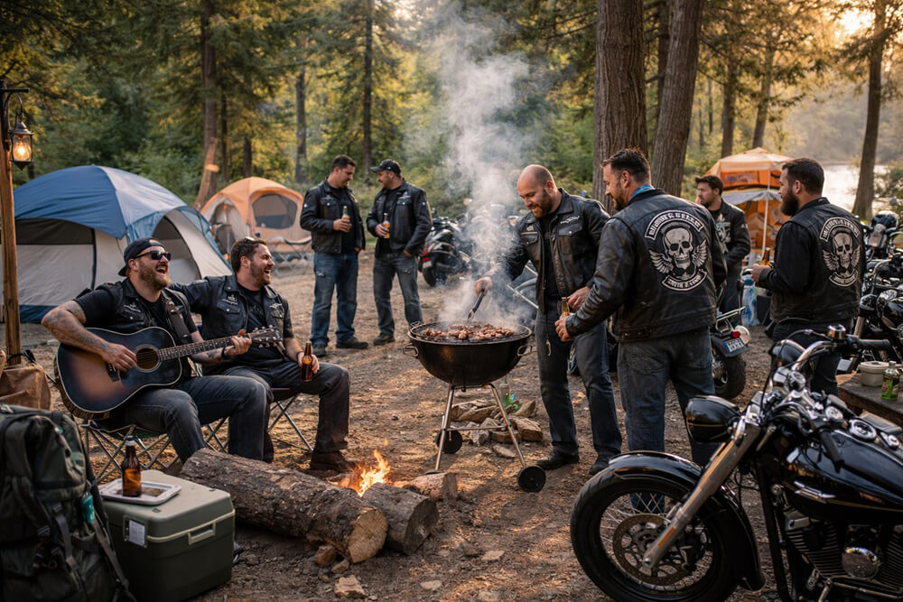 motorcycle club outdoor riding and camping