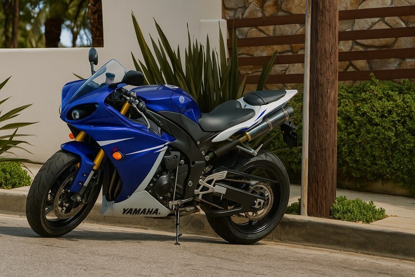motorcycle facing uphill—motorcycle parking