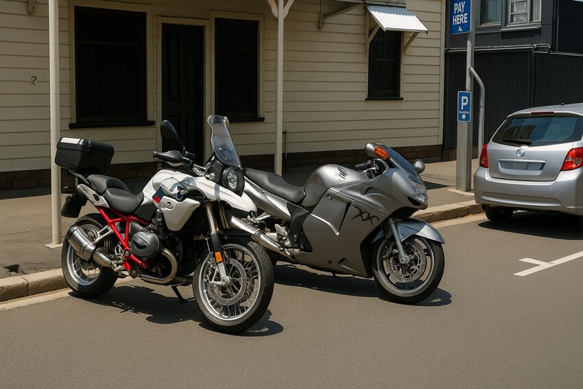 motorcycle parking too close to the roadway