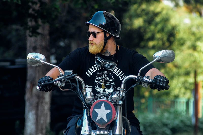 motorcycle rider with sunglasses