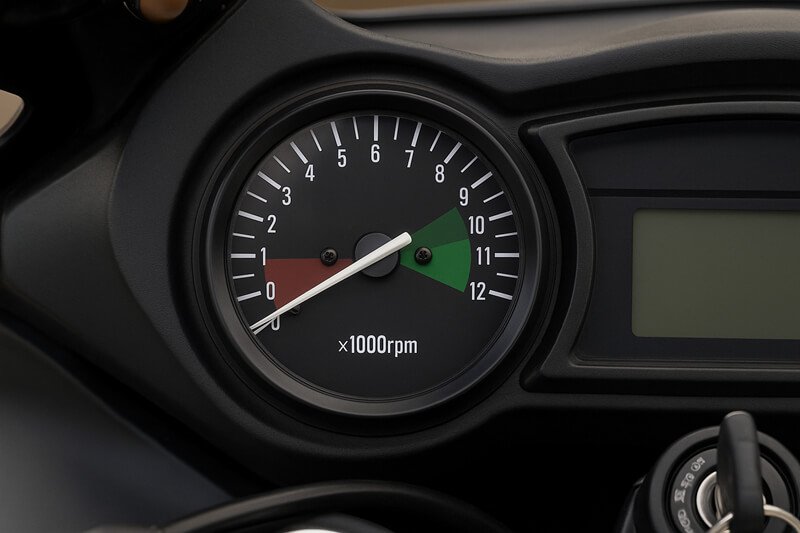 motorcycle tachometer—high rpm vs. low rpm