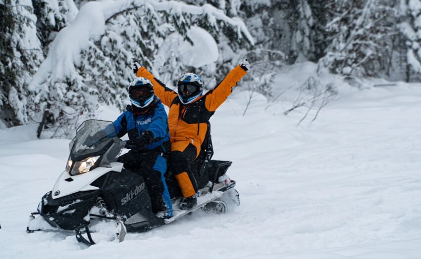 mountain snowmobile track riding
