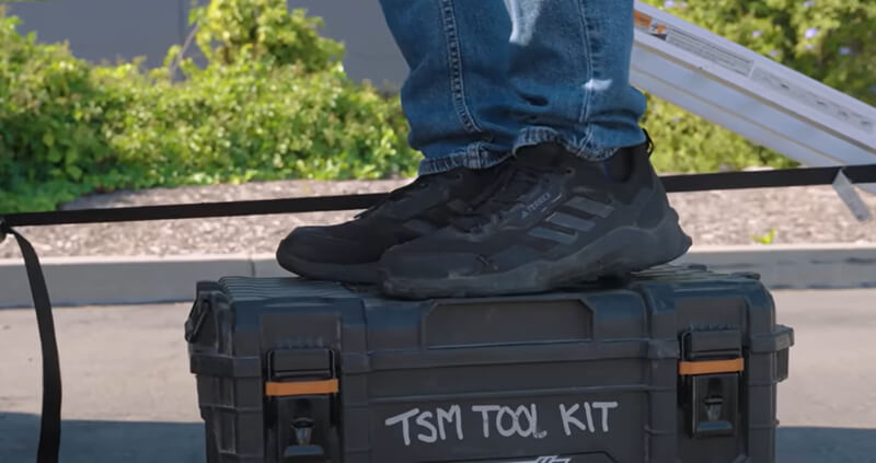 place a toolbox beside the ramp for easier access