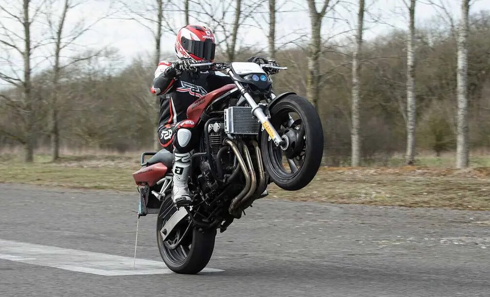 practice motorcycle wheelie