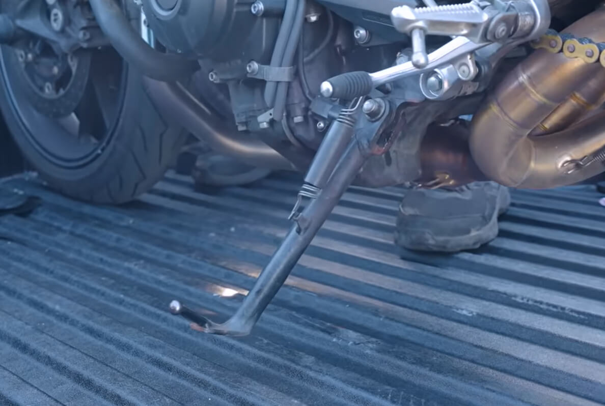 pulling the bike to release strap tension