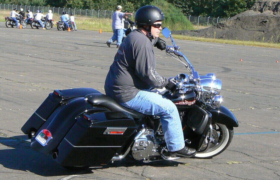 riding motorcycle extremely slowly