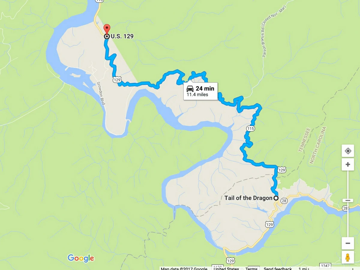 tail of the dragon google maps