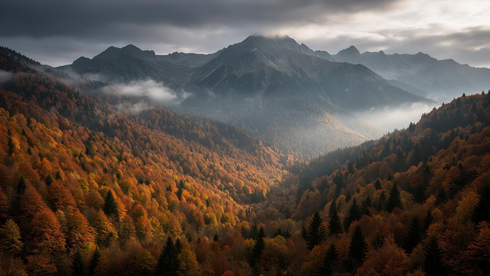 transalpina autumn mist mountain landscape