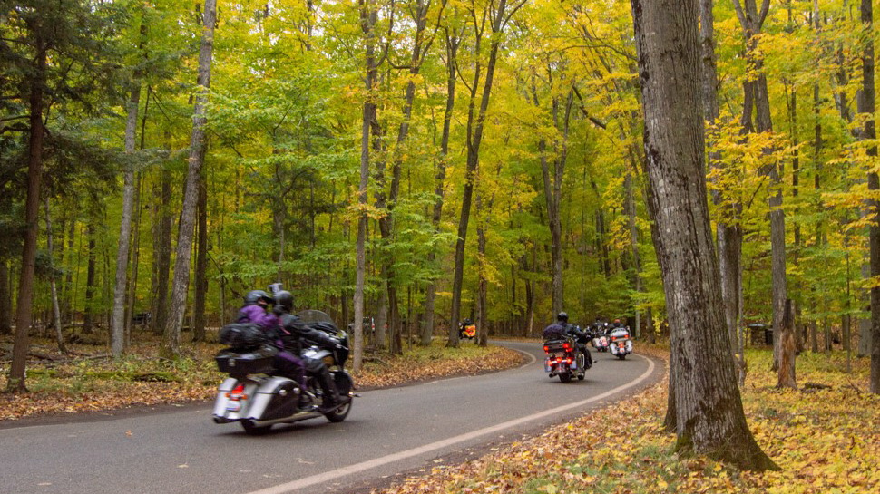 tunnel of trees motorcycle riders michigan