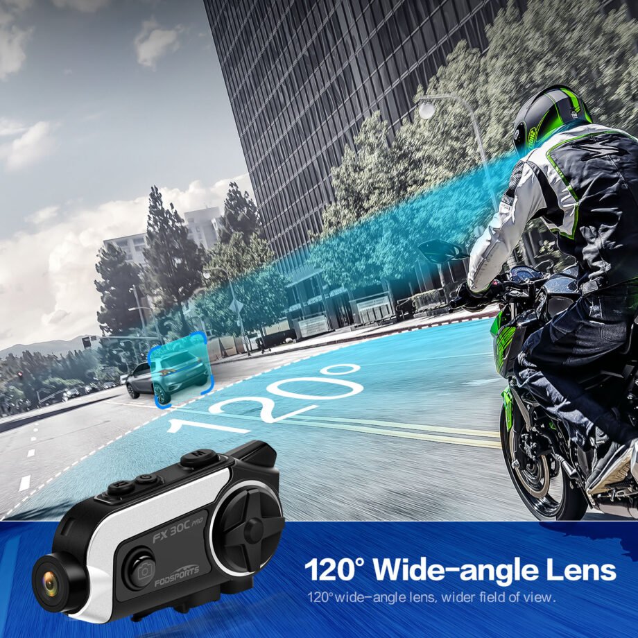 120° Wide-angle Lens helmet intercom with camera
