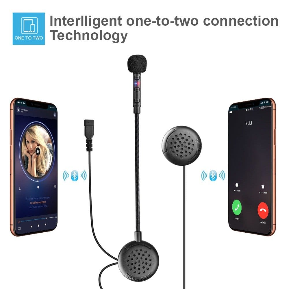 Kit Auricolare Bluetooth BT17 Per Casco Moto – Vivavoce Stereo Impermeabile Con Batteria 800mAh, Autonomia 7 Ore, Compatibile Con Caschi Modulari