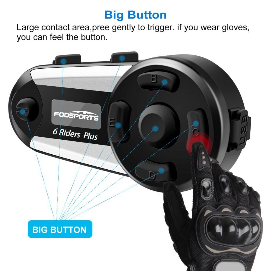 V6 Plus Bluetooth Intercom big button