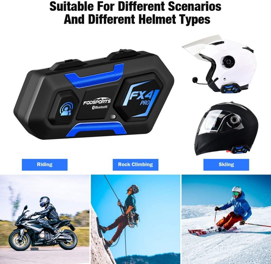 Interfono Bluetooth per moto Fodsports FX4 Pro per luoghi diversi