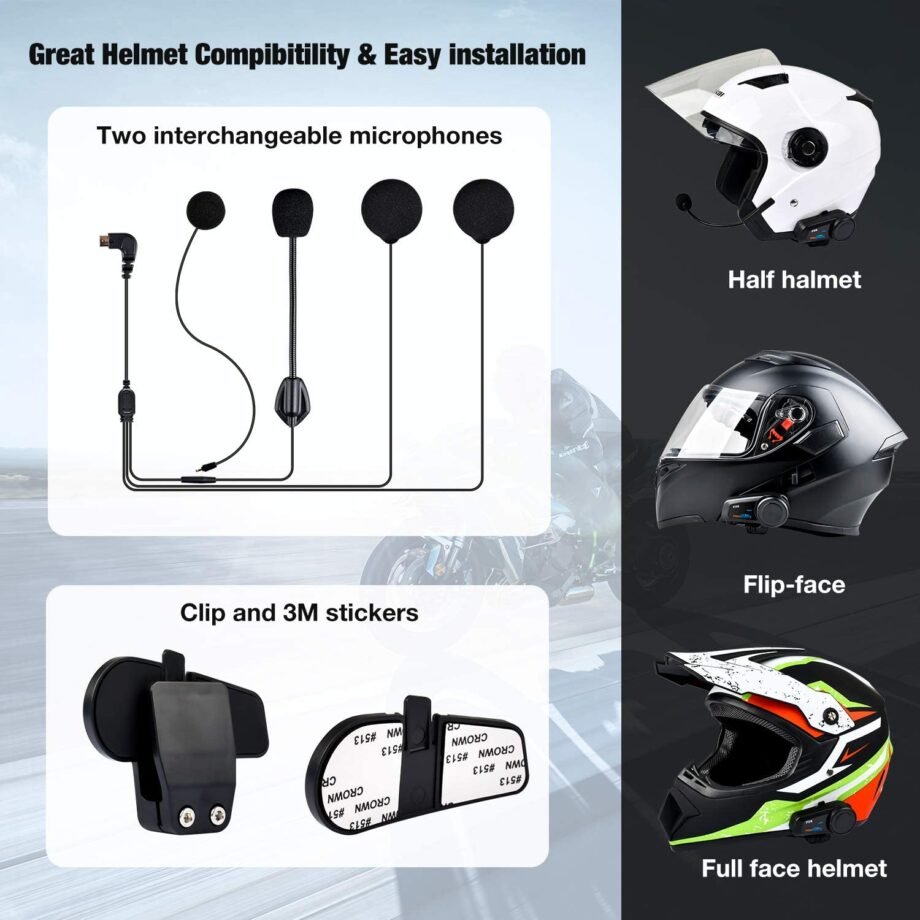 FODSPORTS FX6 Motorcycle Bluetooth Intercom suit for half helmet