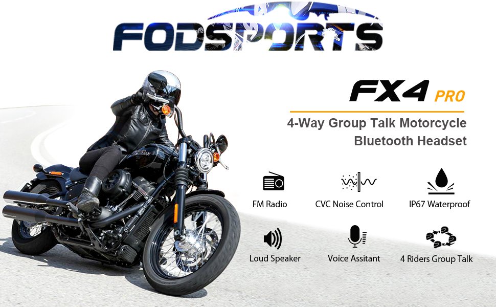 คุณสมบัติอินเตอร์คอม Bluetooth สำหรับรถจักรยานยนต์ FX4 Pro