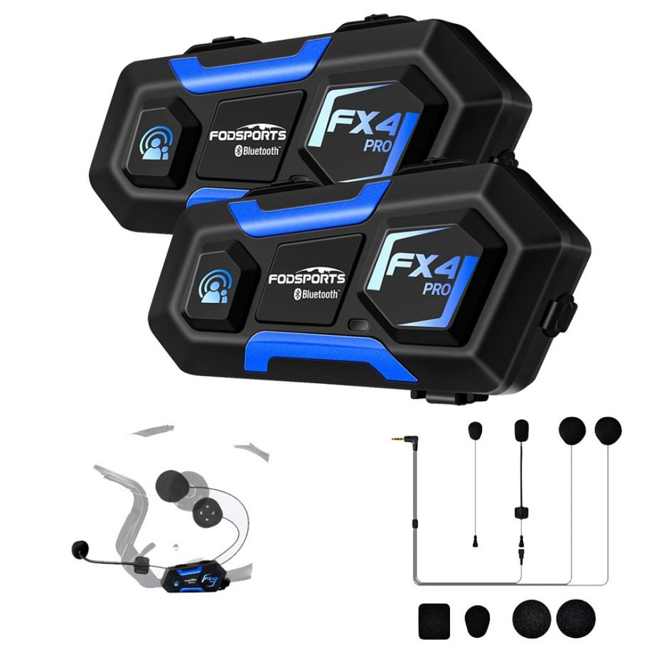 FX4 Pro Motorcycle Bluetooth Intercom with mic dual pack