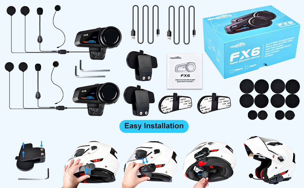 FX6 Intercom Bluetooth Headset dual pack