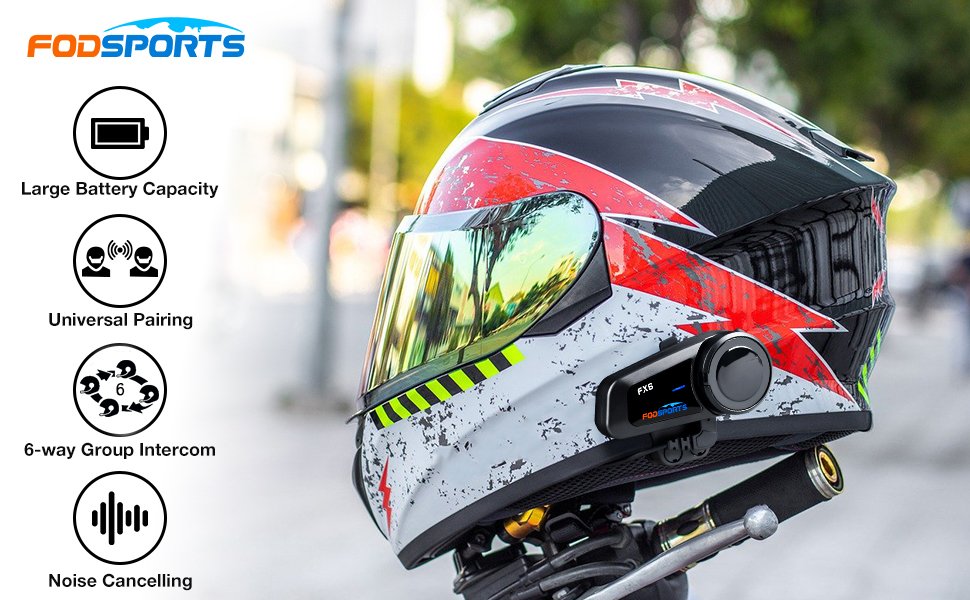 Fodsports FX6 Intercom Motorcycle Helmet Headset Intercomunicador Moto  Bluetooth 5.0 Interkom Motocyklowy FM 6 Riders Waterproof