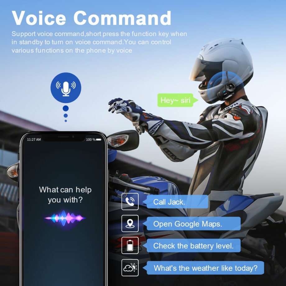 FX8 Intercom Bluetooth Headset voice command