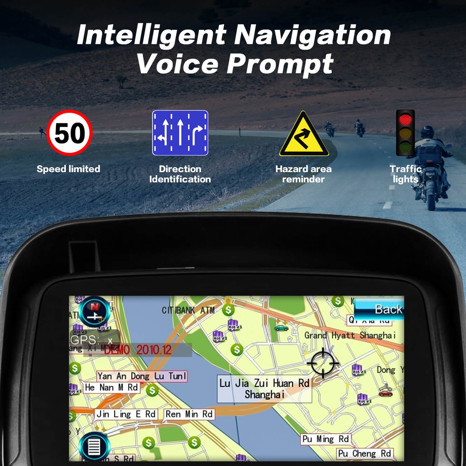 Le GPS de moto Fodsports de 5 pouces fournit une invite vocale de navigation intelligente