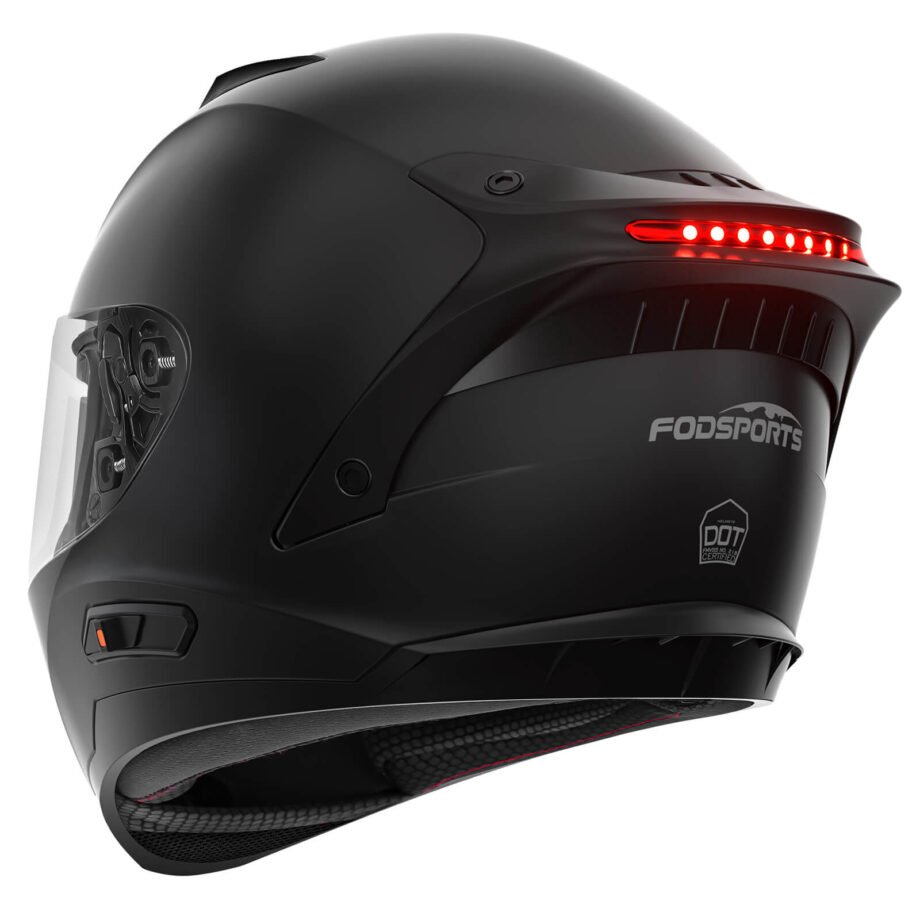 Fodsports full face motorcycle helmet back side view