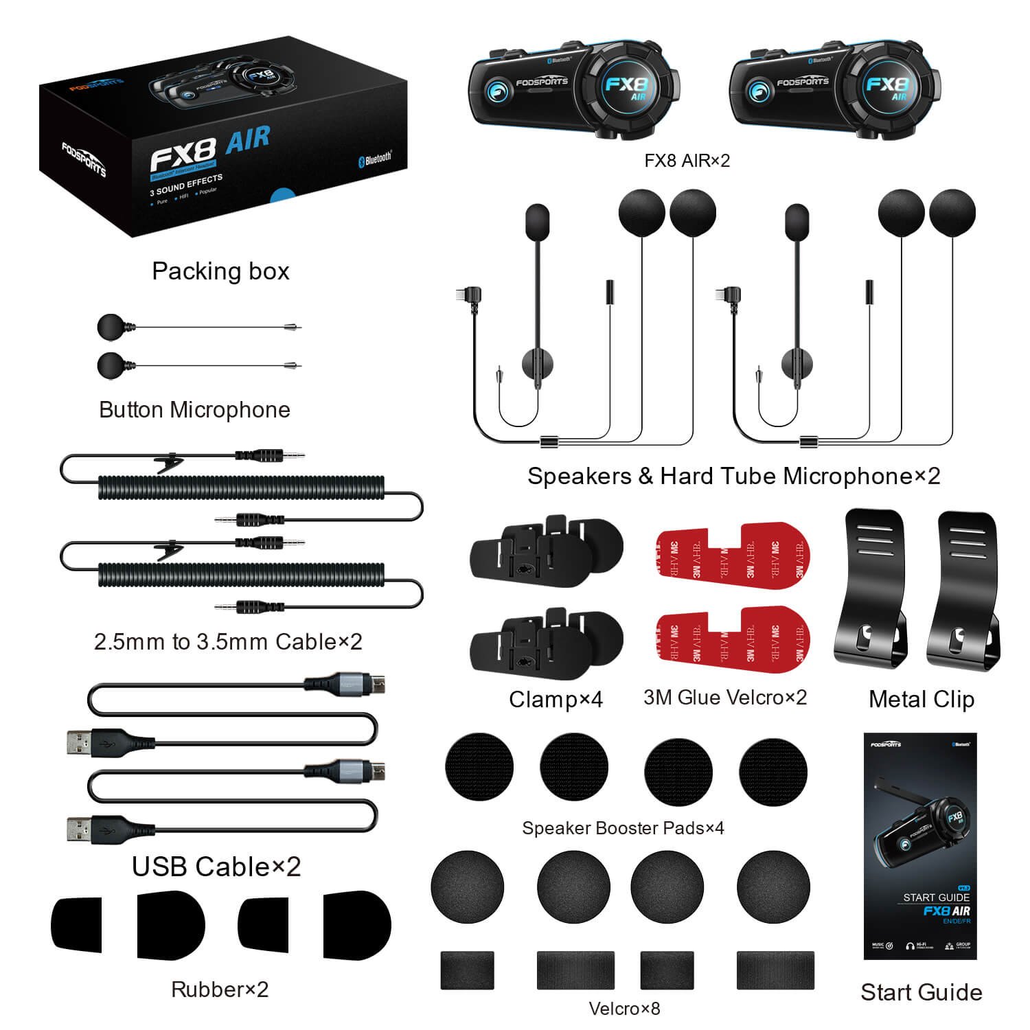 Fodsports FX8 Air Bluetooth headset dual pack packing list fodsports fx8 air bluetooth headset dual pack packing list