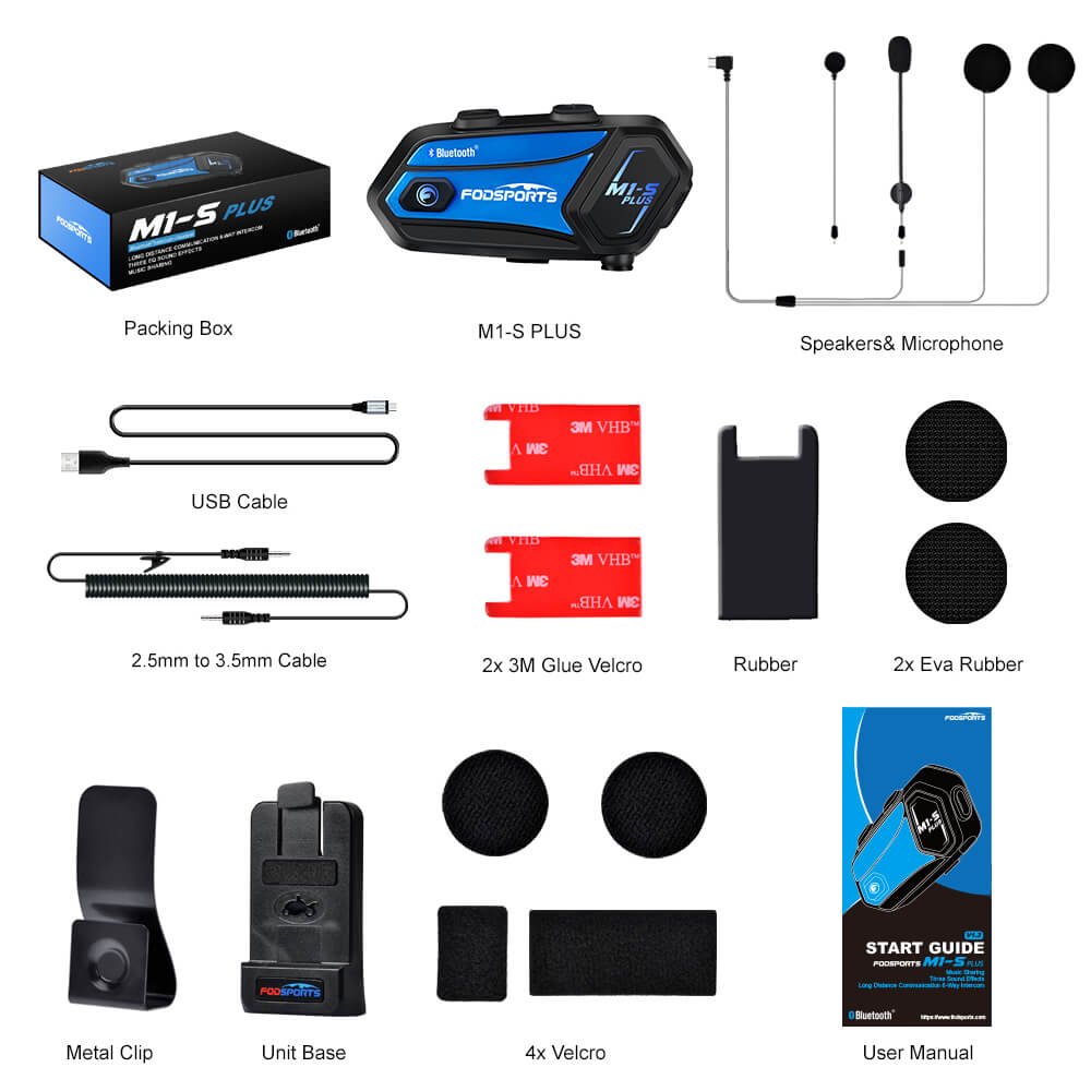 Fodsports M1-S Plus Bluetooth intercom headset single pack packing list fodsports m1 s plus bluetooth intercom headset single pack packing list