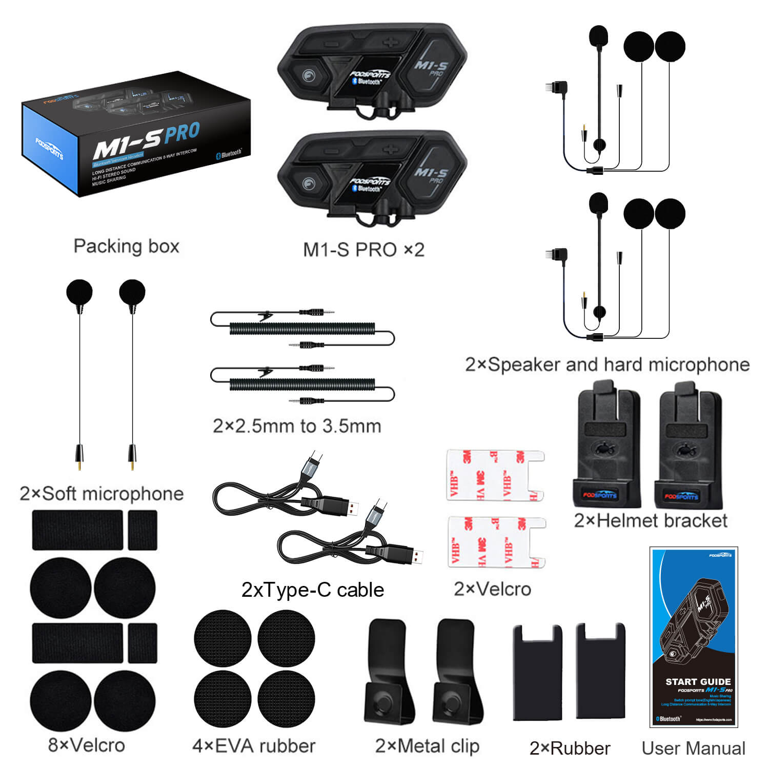Fodsports M1-S Pro dual pack packing list