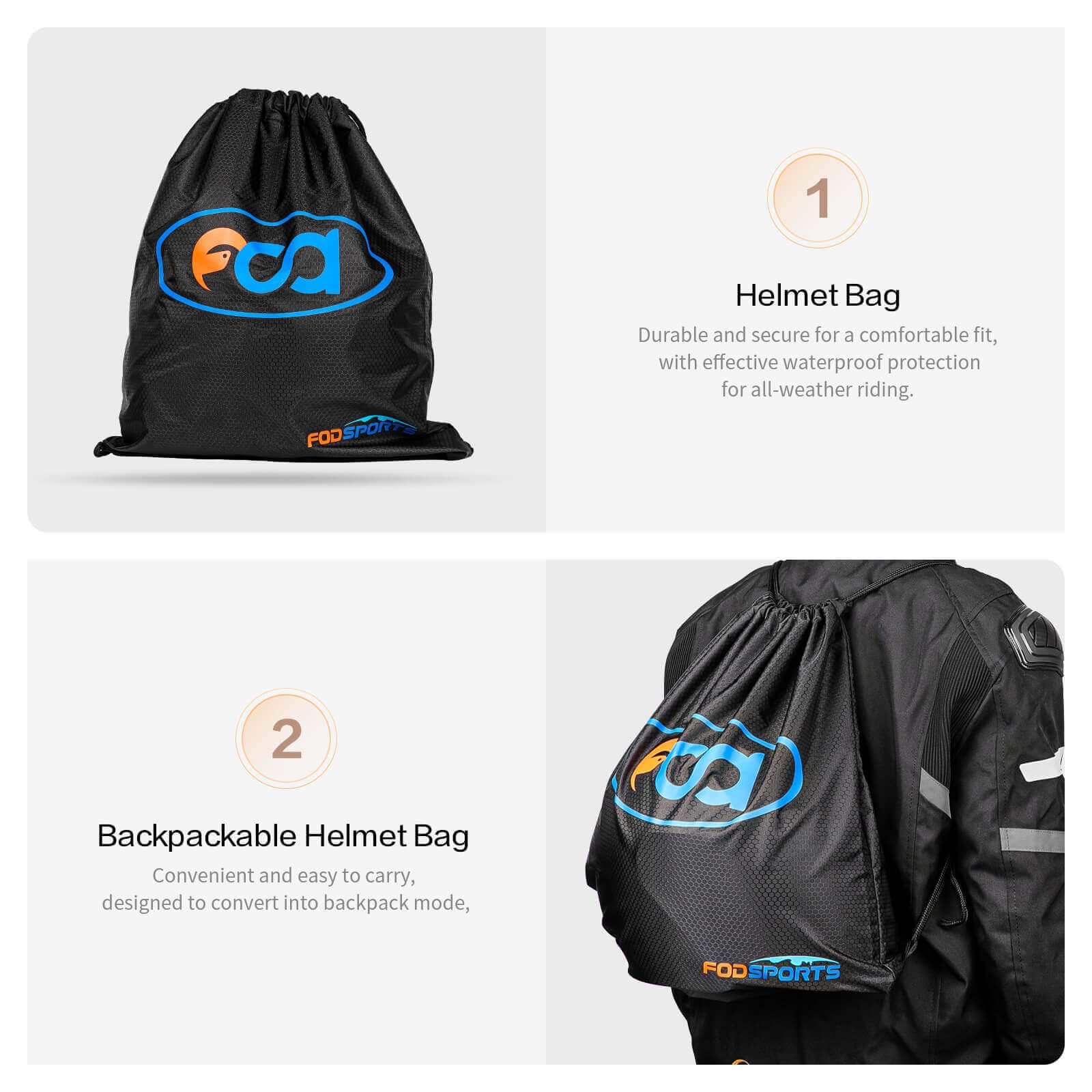 Fodsports motorcycle helmet bag features