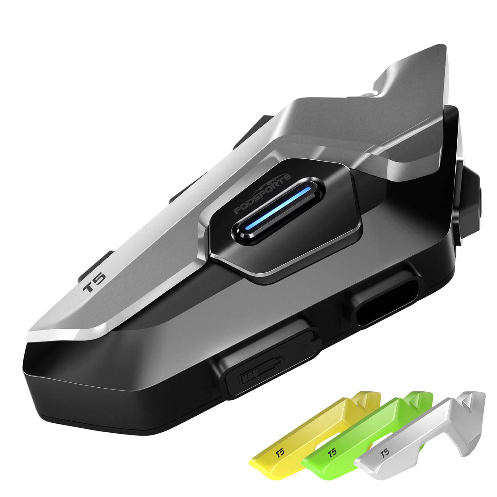 Fodsports T5 2 Way Bluetooth Intercom 2 Fodsports T5 2 way Bluetooth intercom single pack with colored decorative pieces