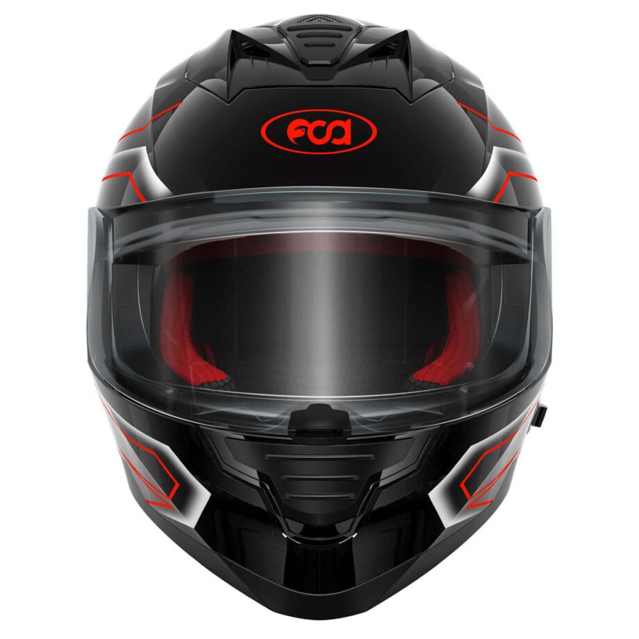 fs 90 motorcycle dot approved helmet shiny black red appearance front view