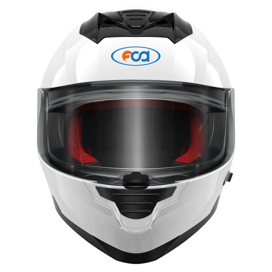 fs 90 motorcycle dot approved helmet shiny white appearance front view