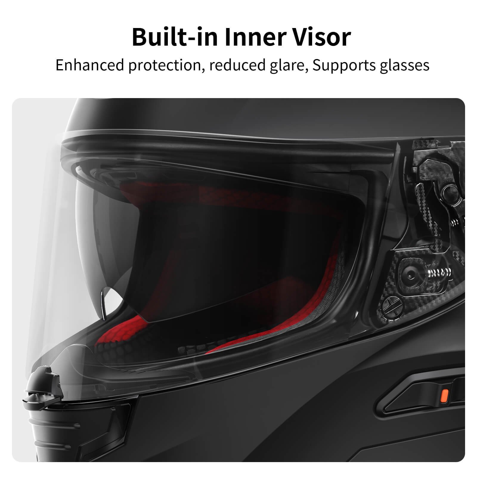 full face motorcycle helmet built in inner visor