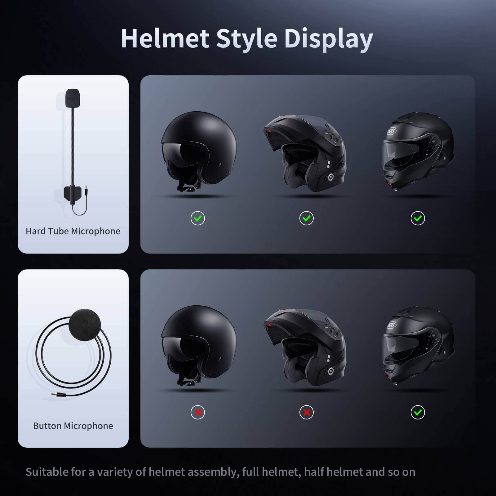 Fodsports T5 2 Way Bluetooth Intercom 10 helmet style compatibility