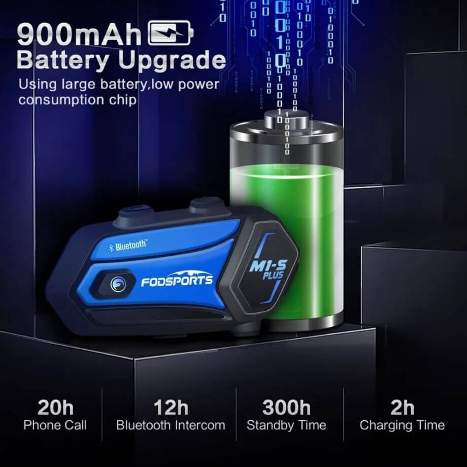 M1S Plus Intercom Headsets & Music Share 6 long lasting power