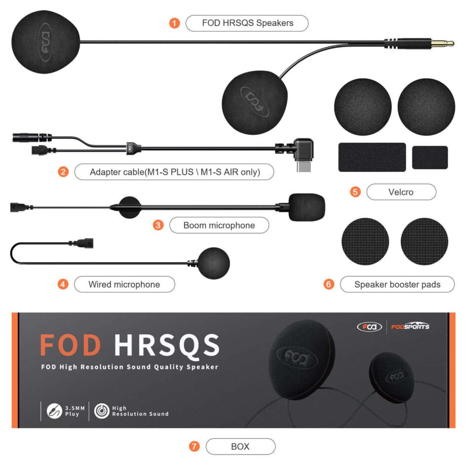 M1-S Plus M1-S Air HRSQ mic and speakers cable packing list