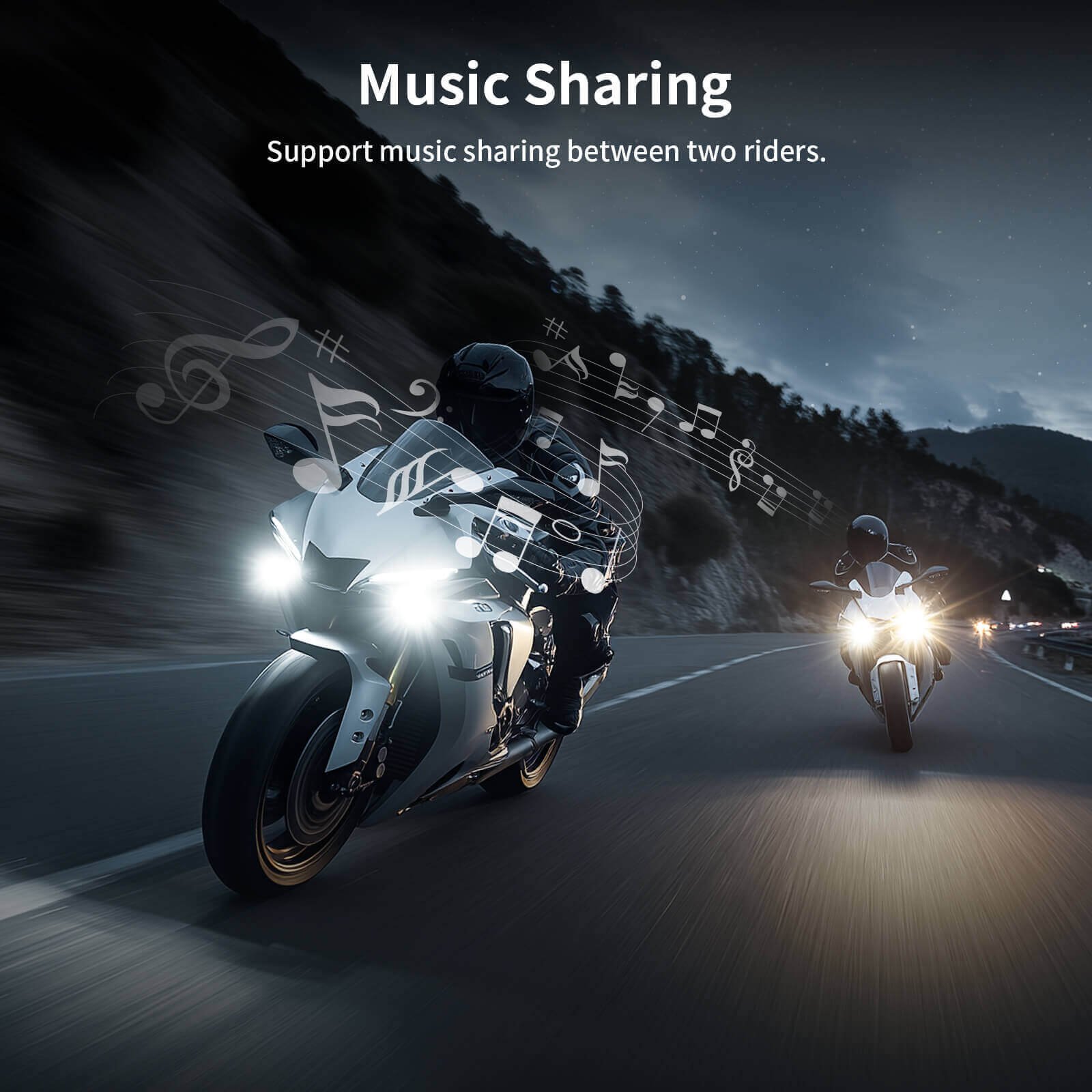 music sharing between 2 riders